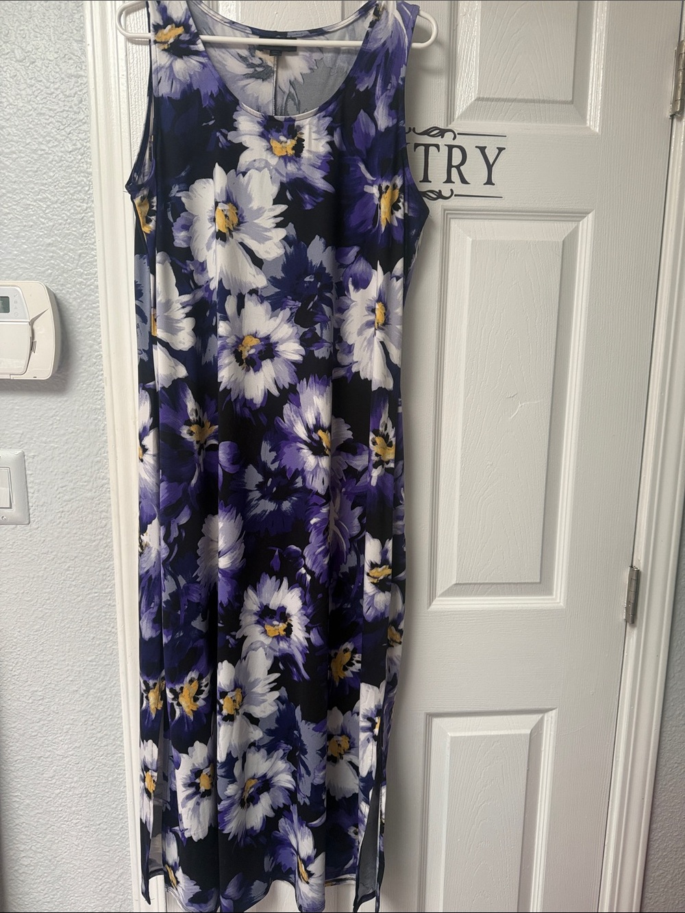 Nina Leonard Purple Floral Maxi Dress